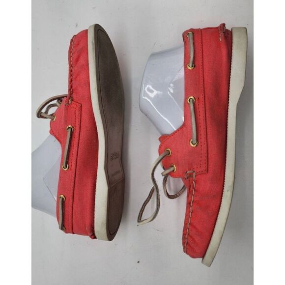 Sperry Top-Sider J.Crew Coral Canvas Boat Shoes Women's Size 7 - Picture 5 of 10